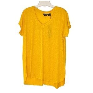 NEW Tahari Yellow Mustard Linen Top US L